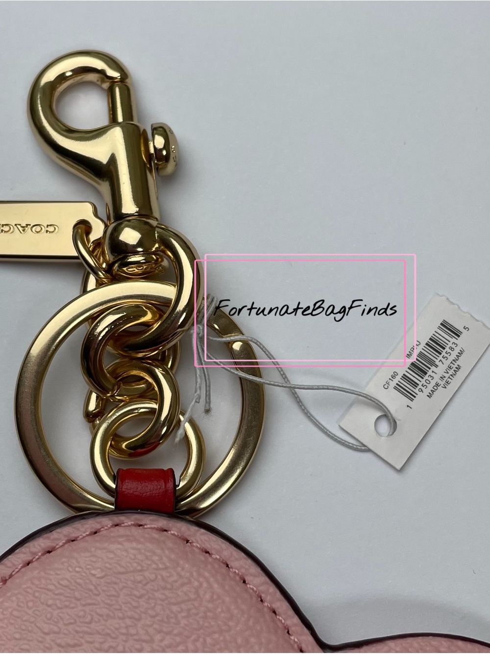Coach CF160 Pink & Red Heart Pouch with Heart Cherry Print Bag Charm Keychain - Picture 6 of 9